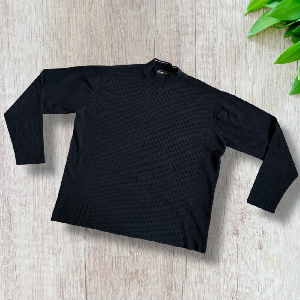 Zylos Gold by George Machado Vintage Black Men’s Mock Neck Knit Sweater